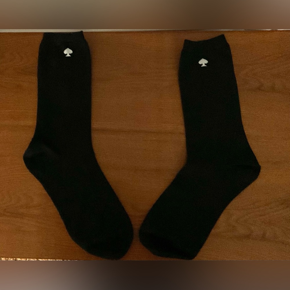 kate spade Black Crew Socks with White Spade Logo